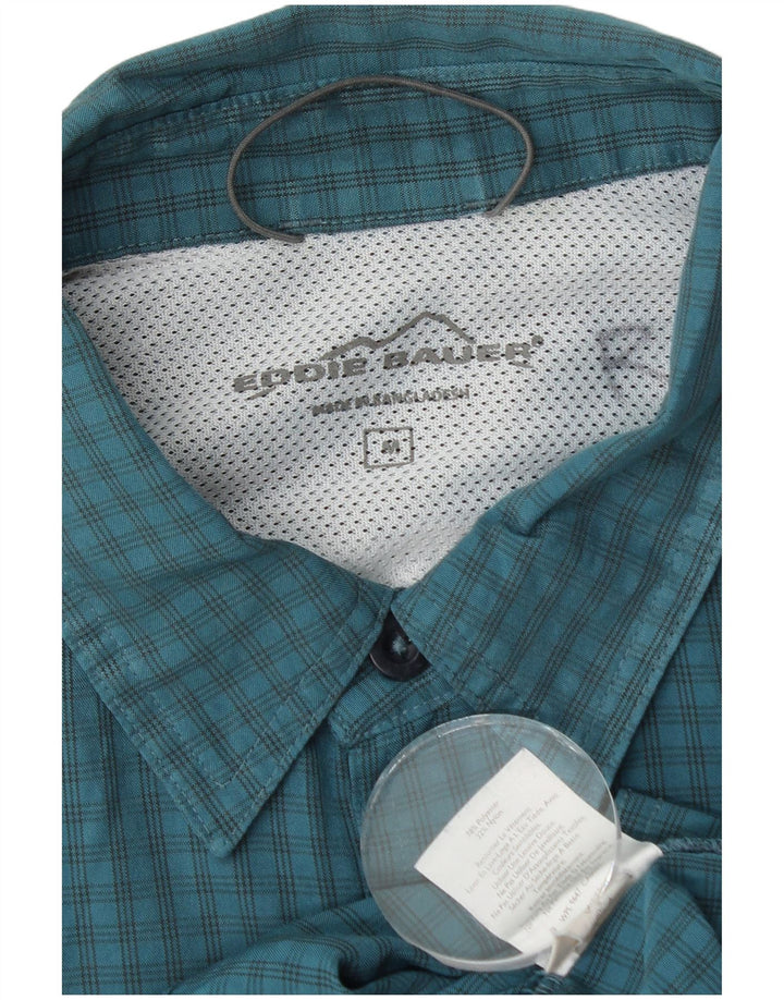 EDDIE BAUER Herren Kurzarmhemd Mittelblaues Gingham-Polyester
