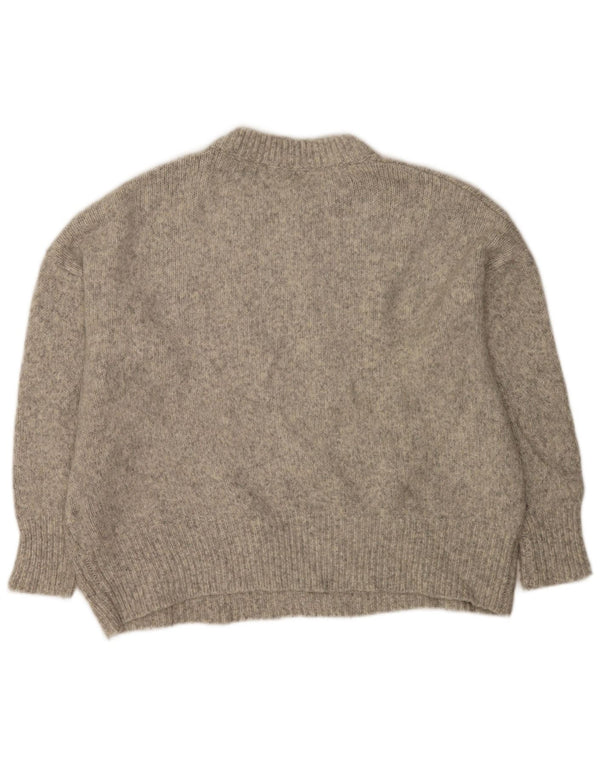 Zara Damen-Pullover, übergroß, Rundhalsausschnitt, Gr. 14, Mittelgrau meliert