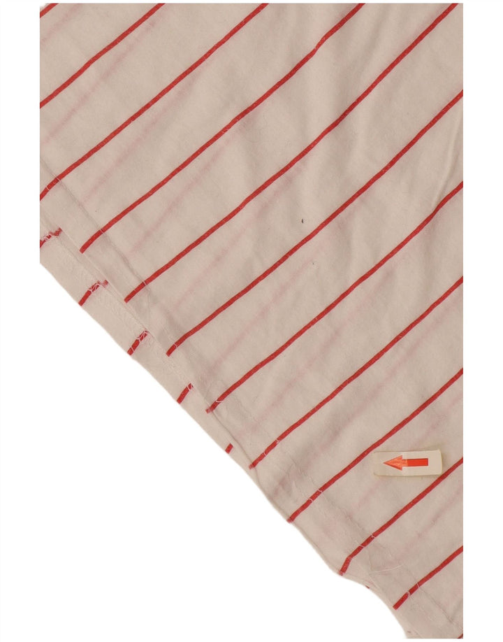 Vintage Damen T-Shirt Top UK 12 Medium Weiß gestreift