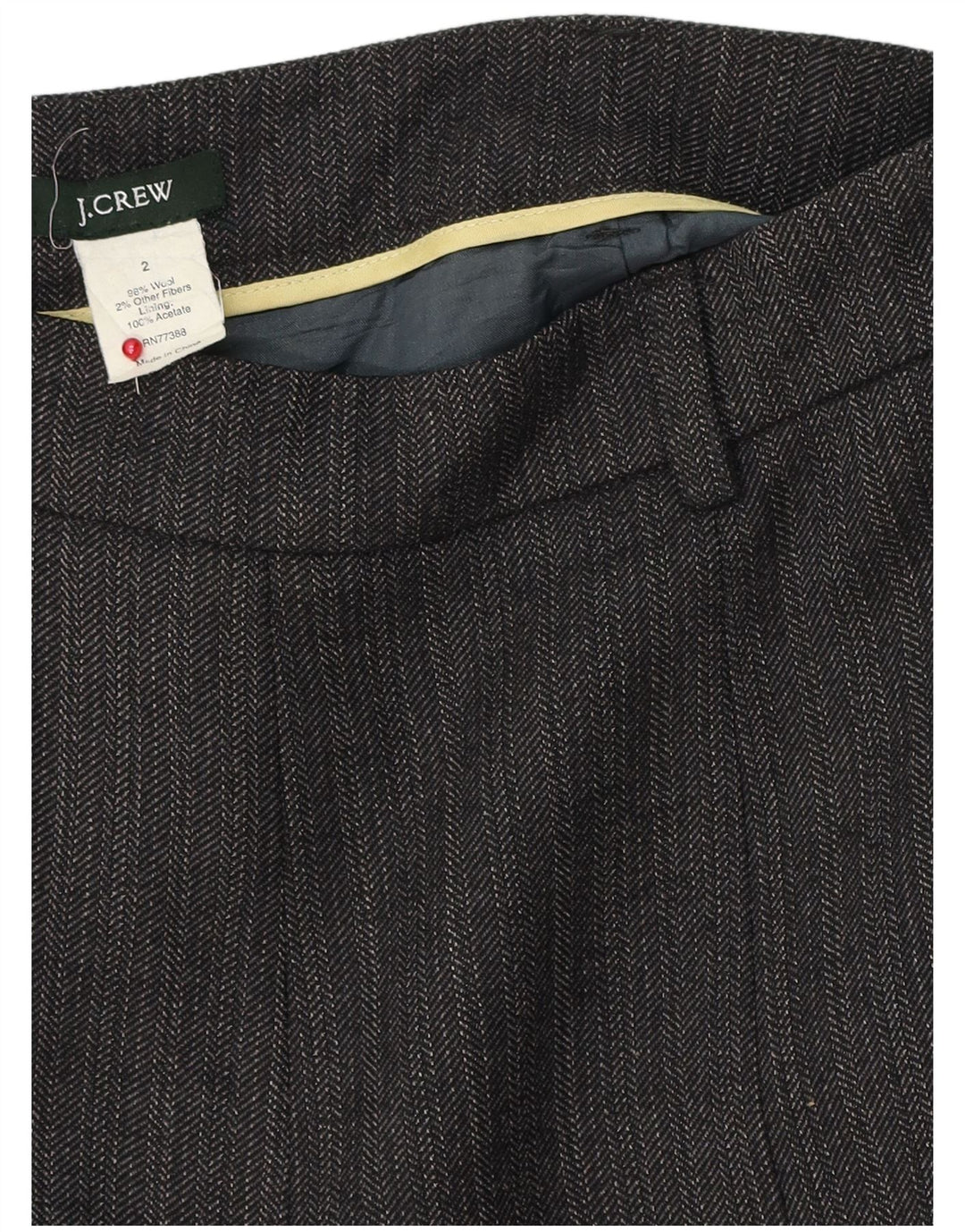 J. Crew Damen-A-Linien-Rock US 2 XS W28 Graue Wolle mit Fischgrätenmuster