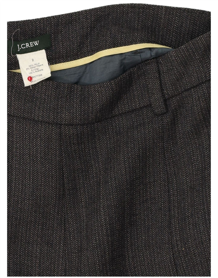 J. Crew Damen-A-Linien-Rock US 2 XS W28 Graue Wolle mit Fischgrätenmuster