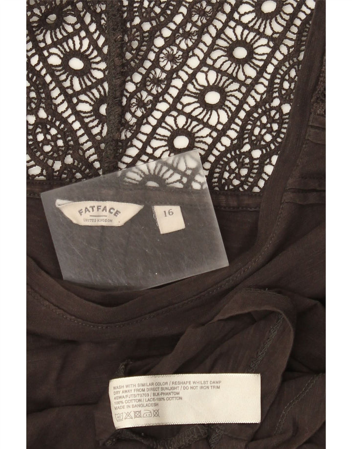 Fat Face Damen-Top, langärmelig, UK-Größe 44, Größe L, Braun, Baumwolle