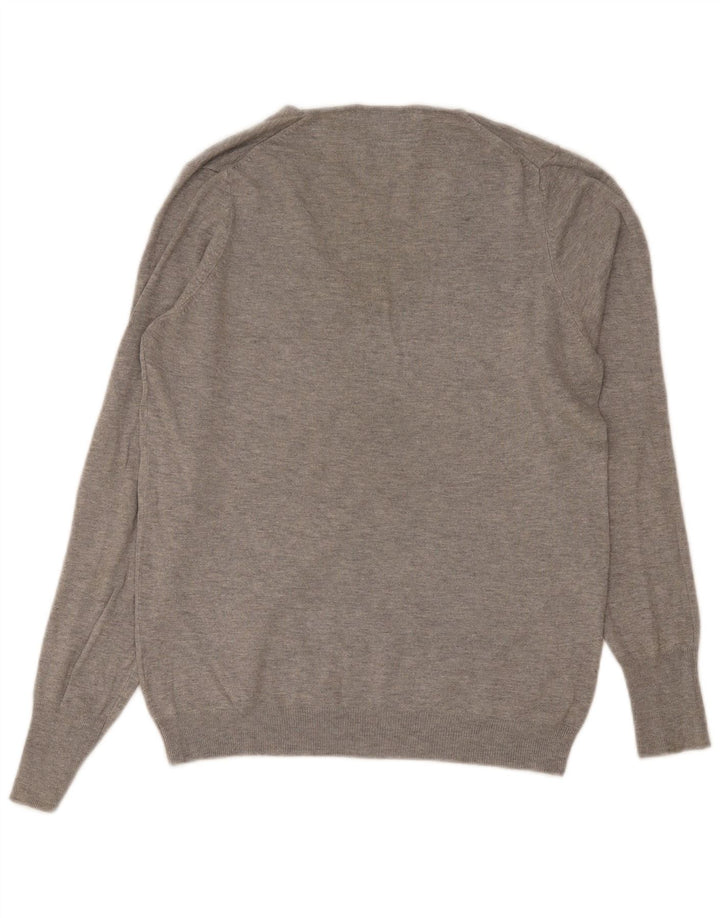Zara Herren-Pullover mit V-Ausschnitt, Größe L, Grau
