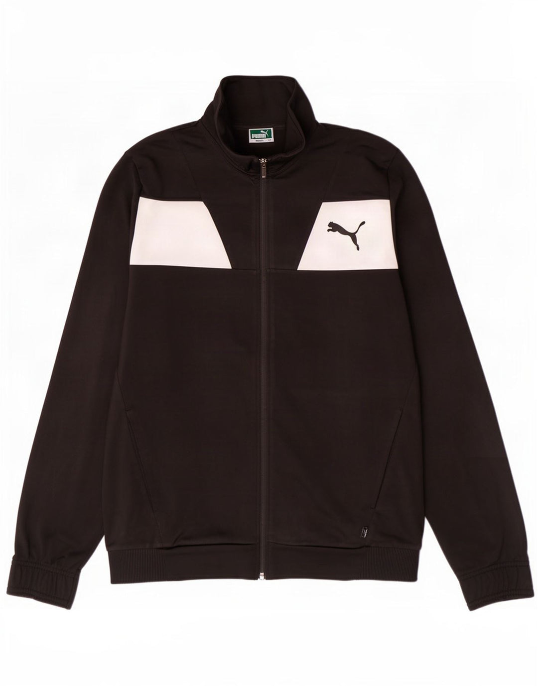Puma Herren-Trainingsanzug-Top-Jacke, Mittelschwarzes Farbblock-Polyester