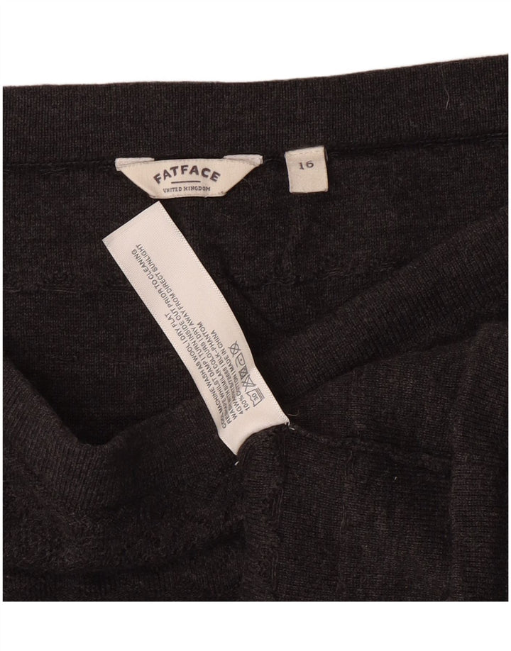 Fat Face Damen-Minirock mit hoher Taille, UK 16, Größe L, W30, Grau, Baumwolle, klassisch