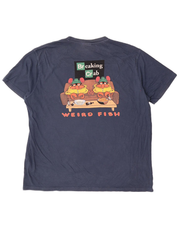 Weird Fish Herren Grafik T-Shirt Top 2XL Marineblau Baumwolle