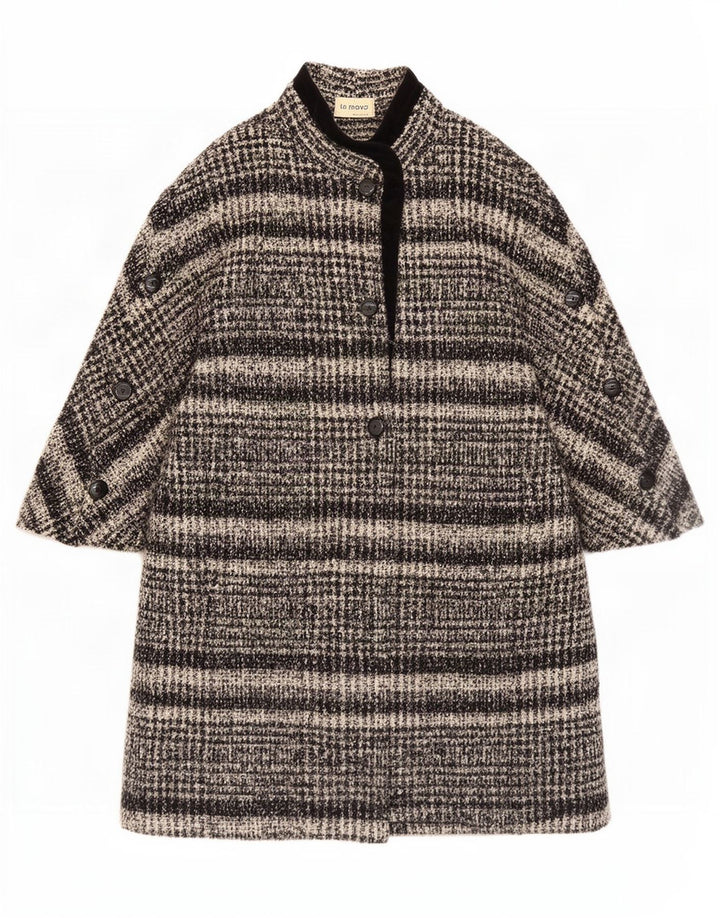 Vintage Damen Übergroßer Mantel UK 16 Groß Grau gestreift