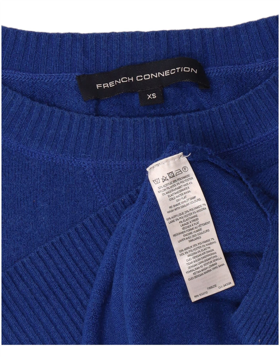 French Connection Damen-Pullover mit U-Boot-Ausschnitt, Gr. 6, XS, Blau, klassisch