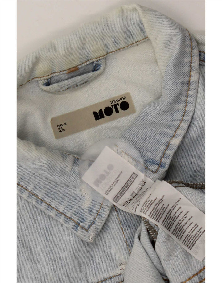 Topshop Damen Jeansjacke UK 10 Small Blaue Baumwolle