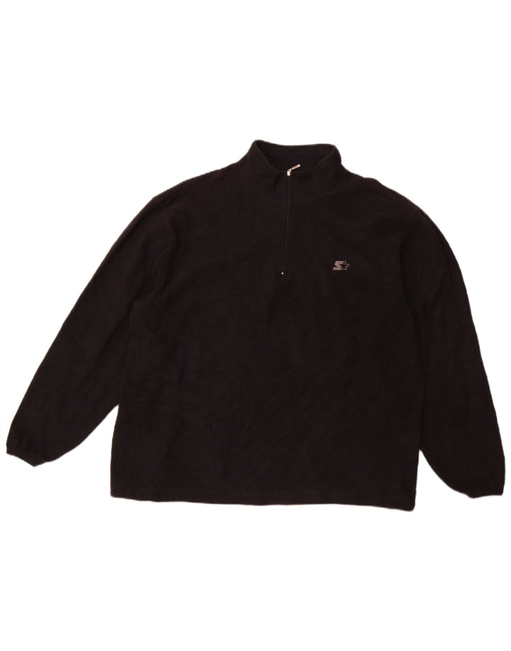 STARTER Herren-Fleecepullover mit Reißverschluss am Hals, groß, schwarz, Polyester, Sport