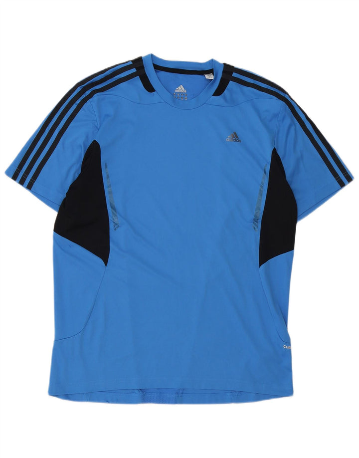 Adidas Herren Climacool T-Shirt Top, großes blaues Farbblock-Polyester