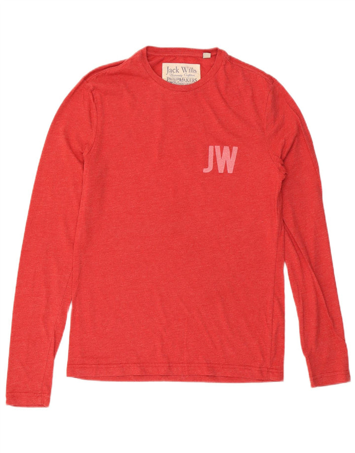 JACK WILLS Herren-Oberteil mit Grafik, langärmlig, klein, rot, Baumwolle