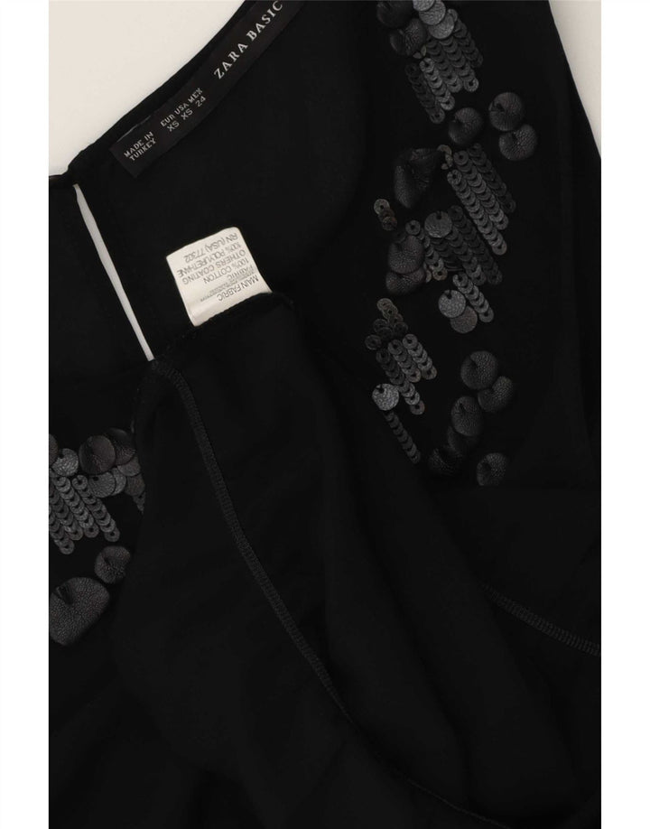 Zara Damen ärmelloses Blusenoberteil UK 6 XS Schwarz Polyester