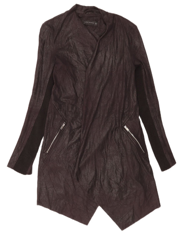 Zara Damen Longline Open Cardigan Pullover UK 6 XS Schwarz