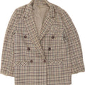 ST. BERNARD Womens Double Breasted Blazer Jacket UK 14 Large Beige Check Vintage St. Bernard and Second-Hand St. Bernard from Messina Hembry 