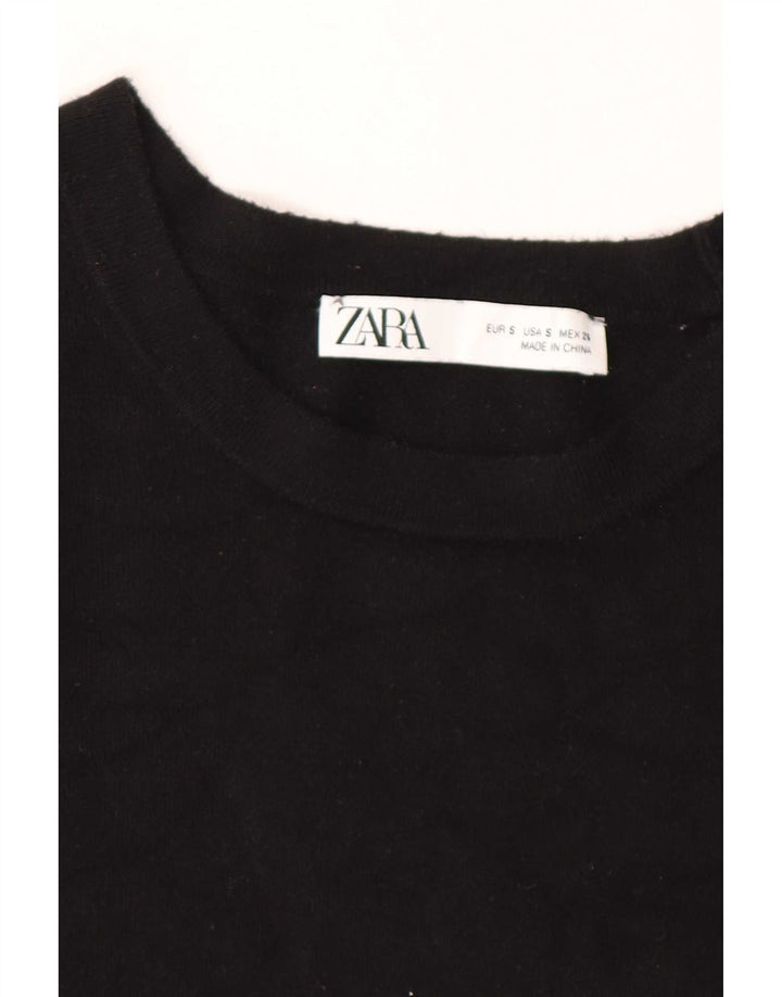 Zara Damen-Pullover mit U-Boot-Ausschnitt, Gr. 10, Größe S, Schwarz