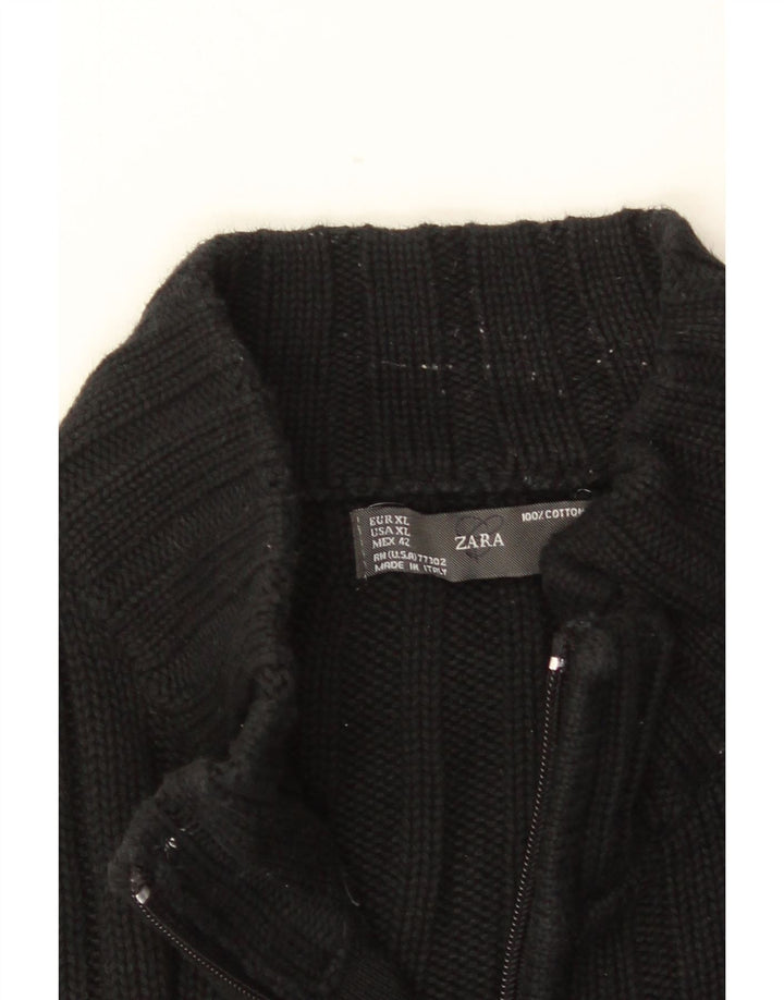 ZARA Herren Strickjacke XL Schwarz Baumwolle