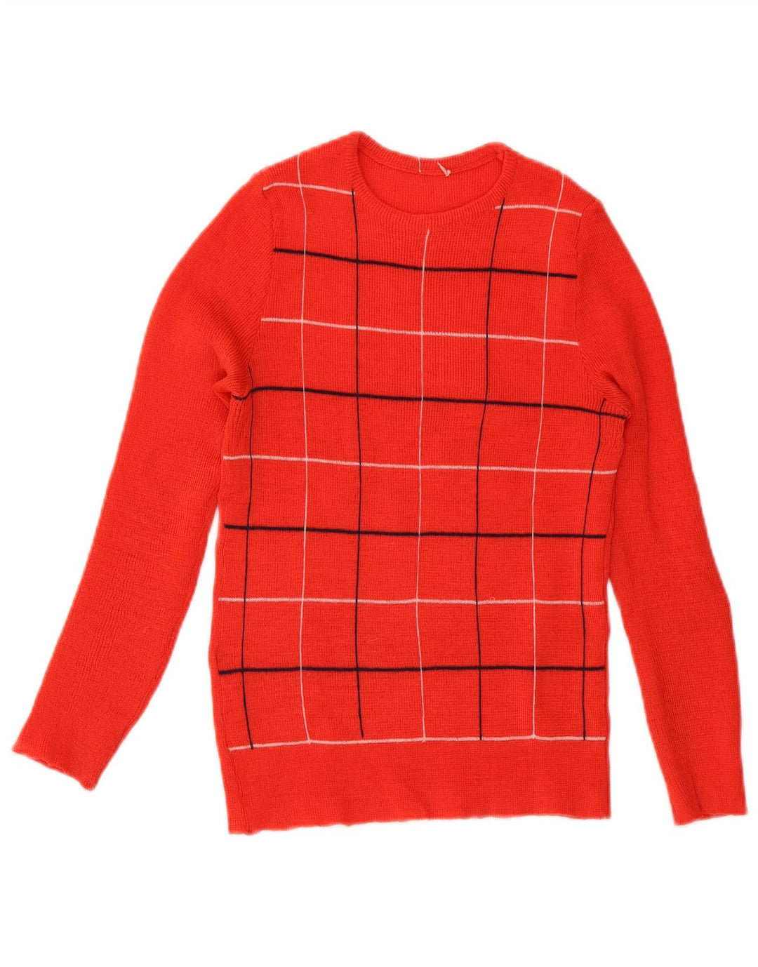Vintage Damen Pullover mit Rundhalsausschnitt, Gr. 8, klein, rot kariert