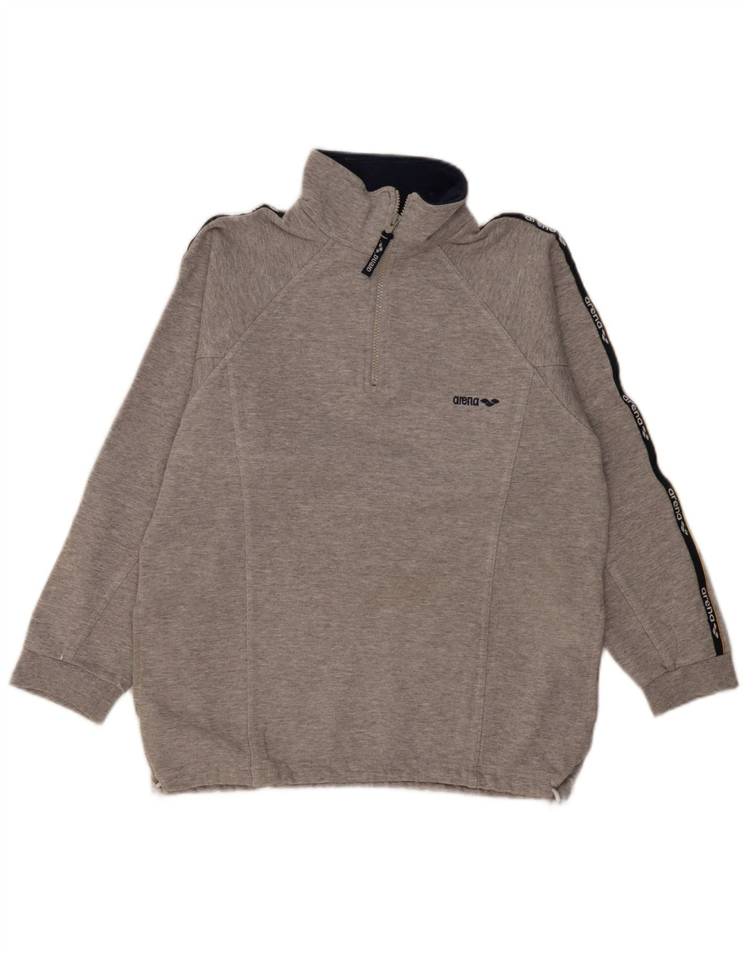 Arena Herren-Sweatshirt mit grafischem Reißverschluss und Rundhalsausschnitt, mittelgrau, Farbblock