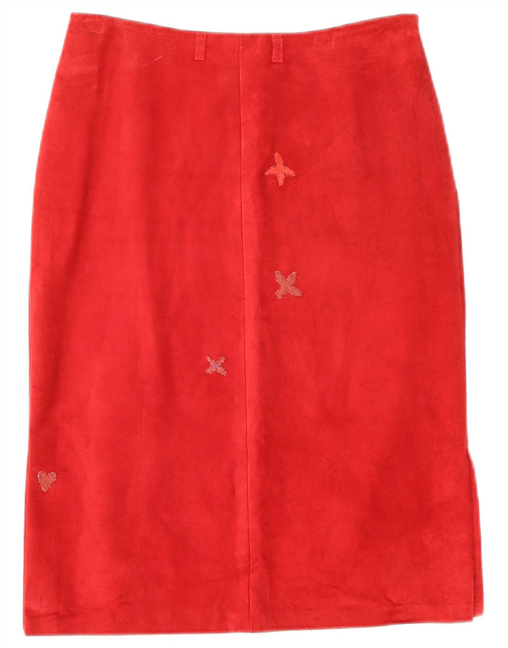 Conbipel Damen Wildleder Midirock IT 42 Medium W28 Rotes Leder