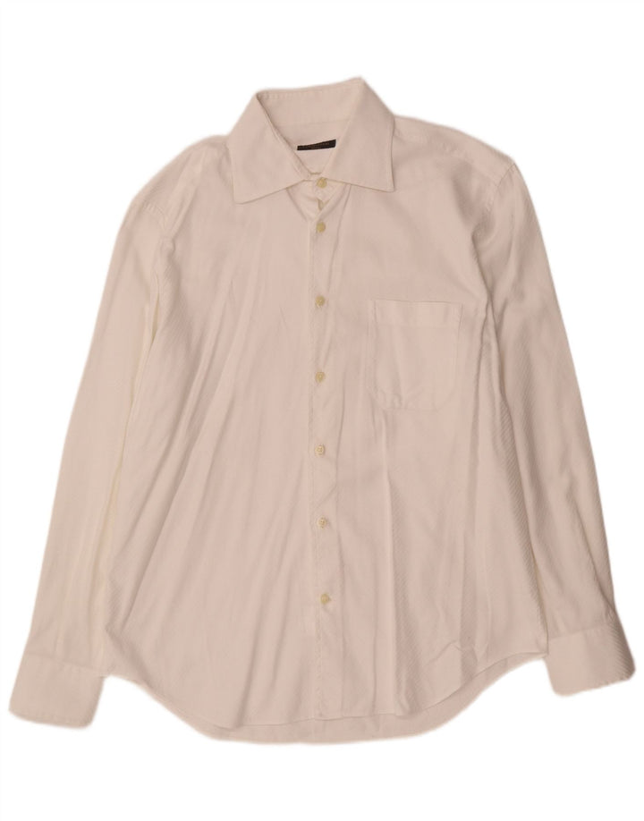 Corneliani Herrenhemd Größe 42 16 1/2 große weiße Baumwolle
