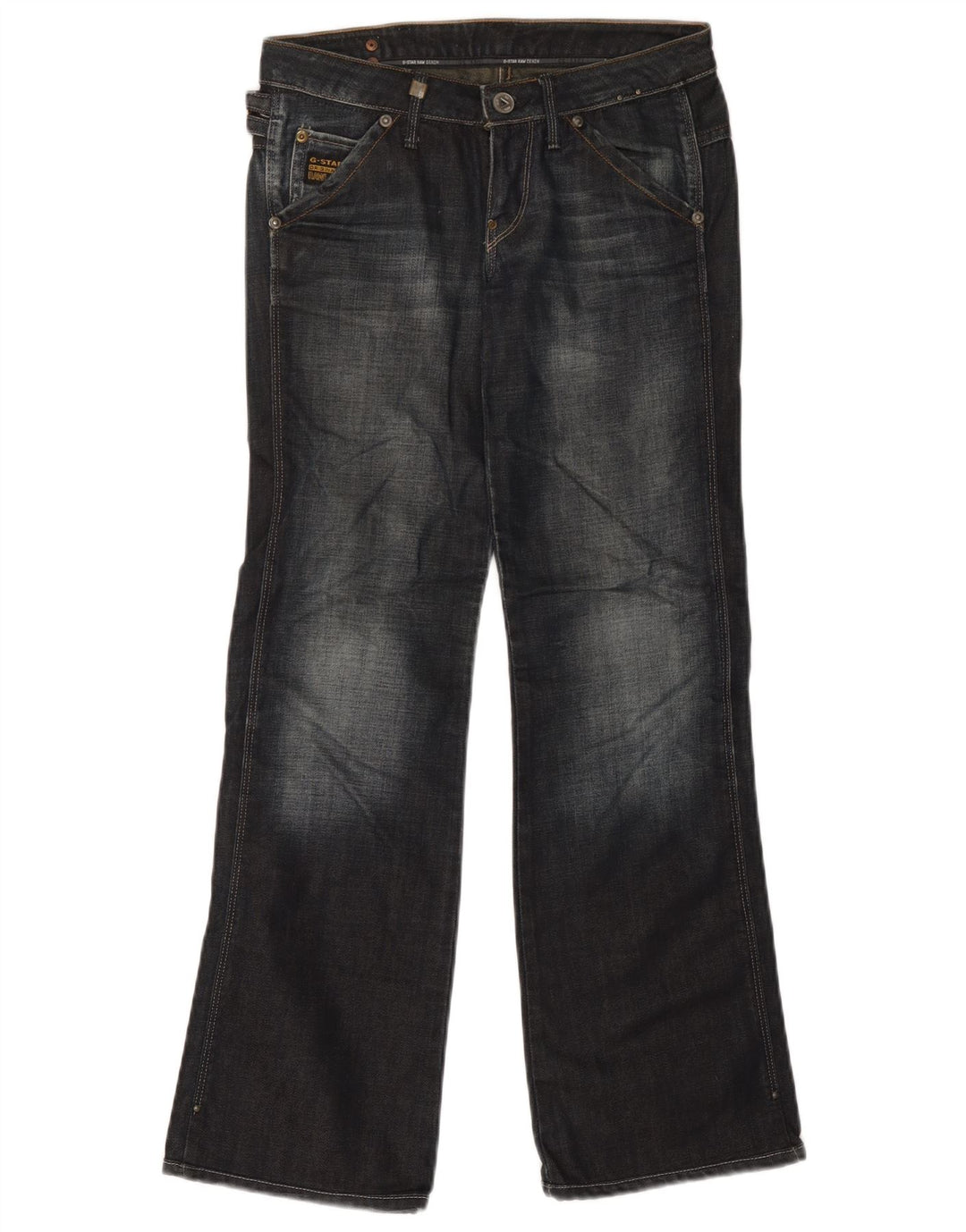 G-Star Damen Bootcut-Jeans W25 L29 Marineblaue Colourblock-Baumwolle