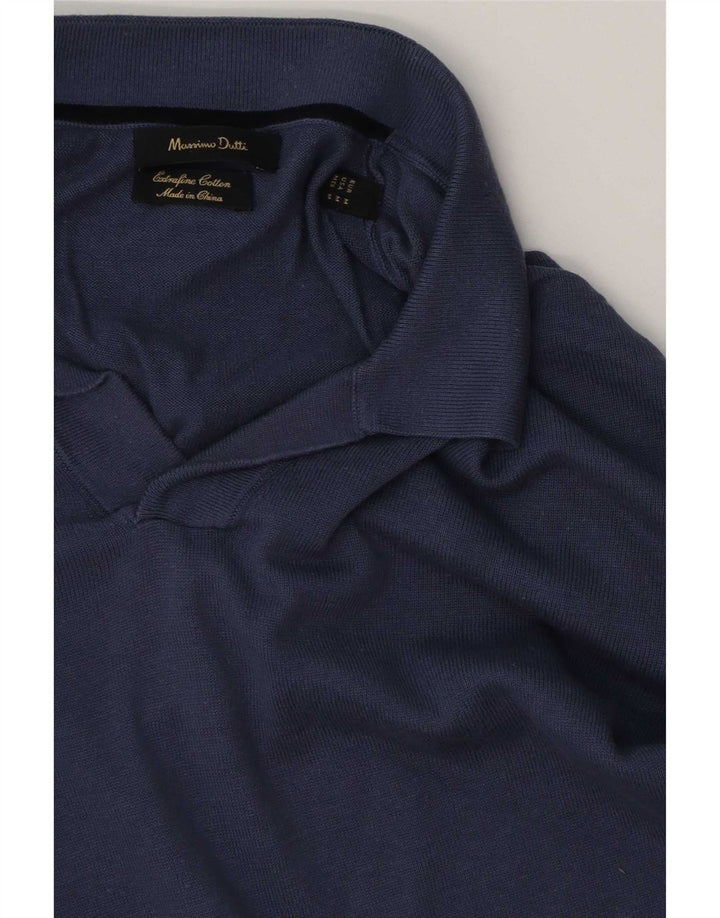 Massimo Dutti Herren-Pullover mit Rollkragen, mittelgroß, Marineblau, Farbblock