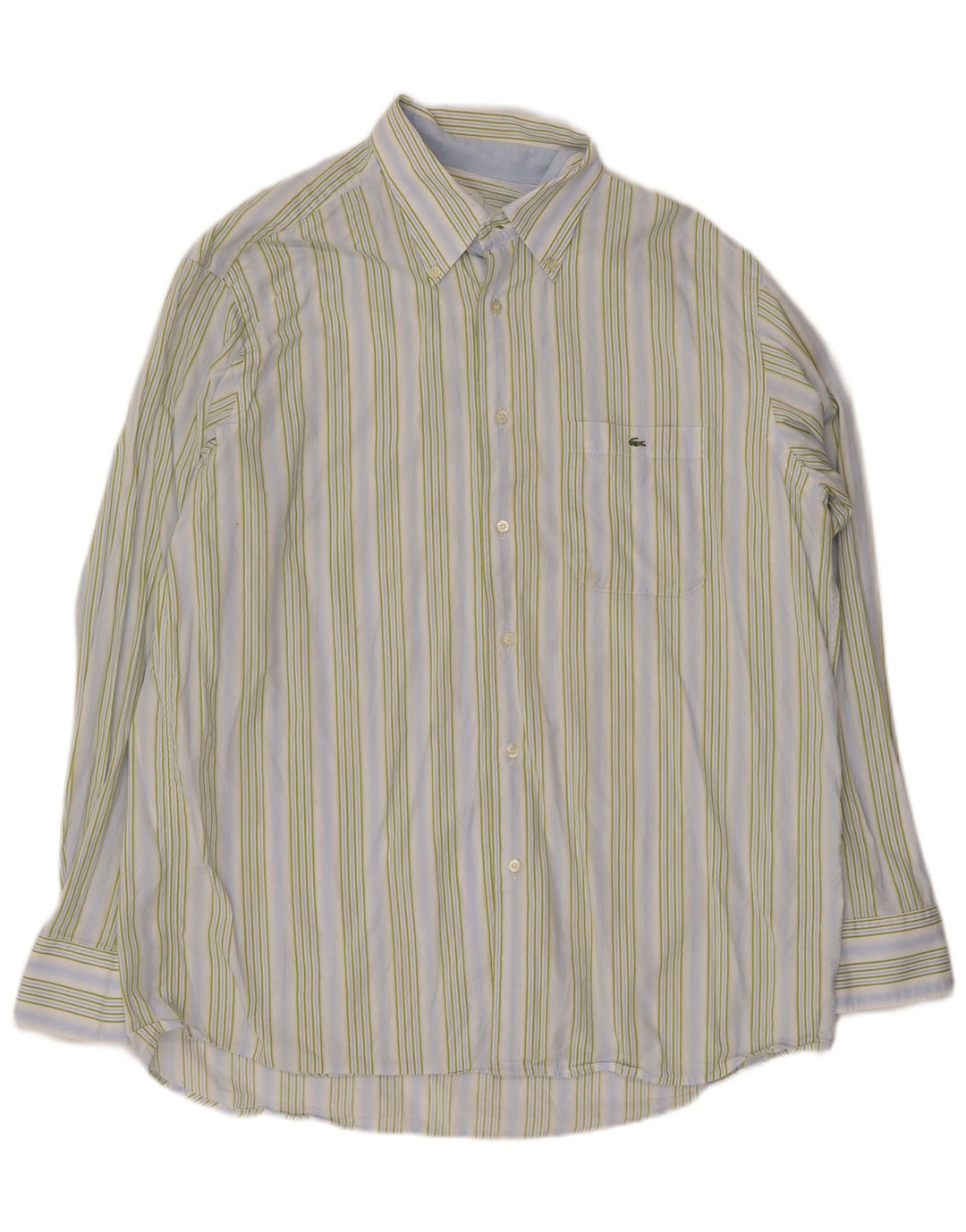 Lacoste Herrenhemd Größe 44 XL Blau gestreifte Baumwolle