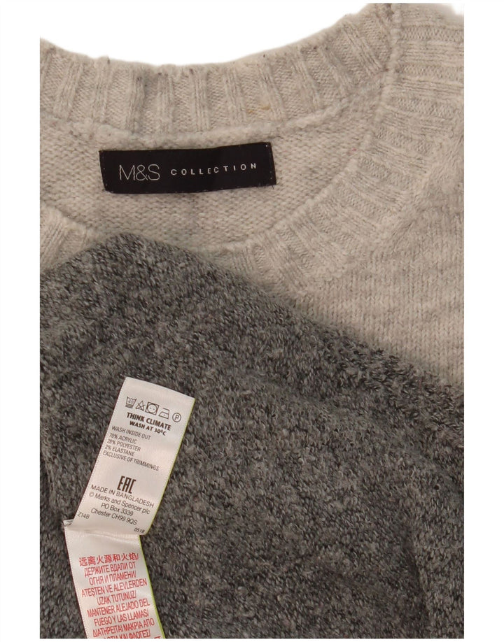Marks & Spencer Damen-Pullover mit Rundhalsausschnitt, Gr. 40, Größe L, grau gestreift