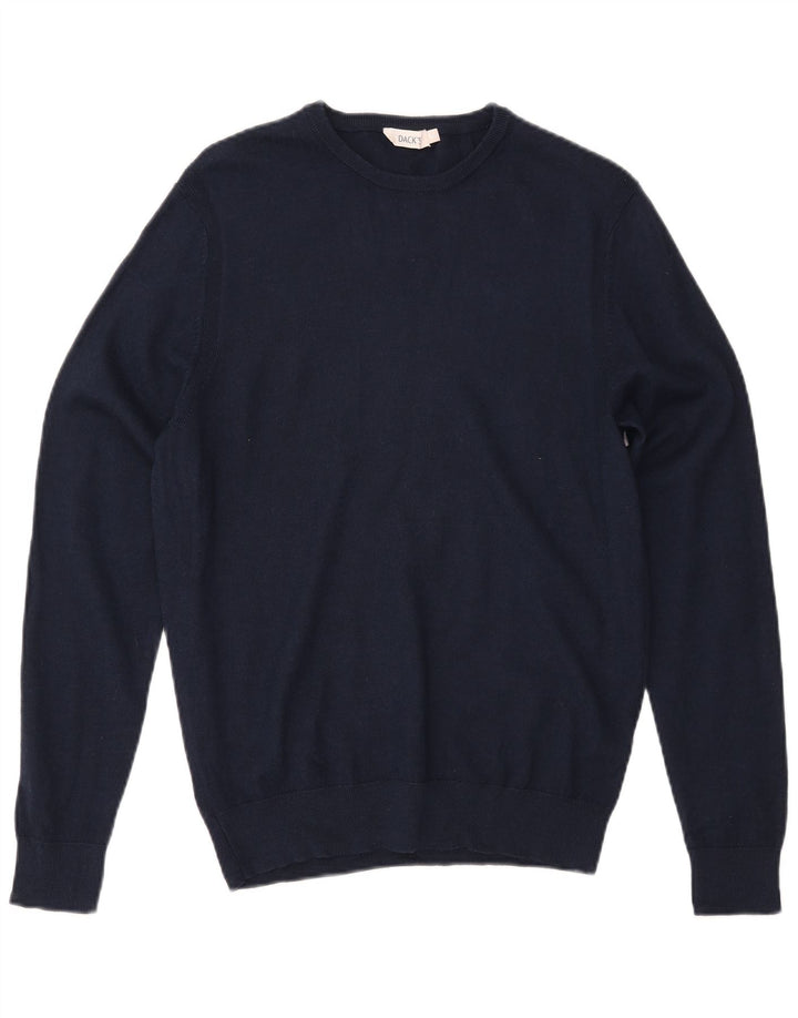 Dack's Herren-Pullover mit Rundhalsausschnitt, mittelmarineblaue Merinowolle