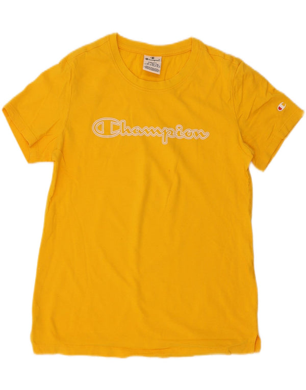 Champion Damen Grafik-T-Shirt Top UK 10 Small Gelb
