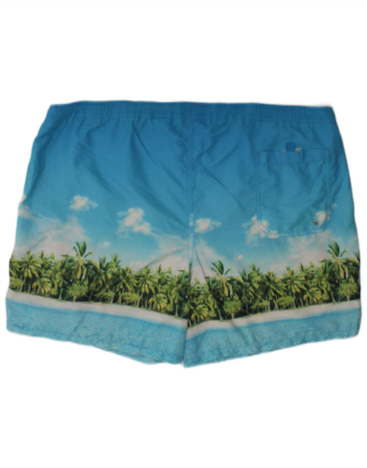 Marks & Spencer Herren-Badeshorts mit Grafik, XL, Blau, Polyamid, Strand