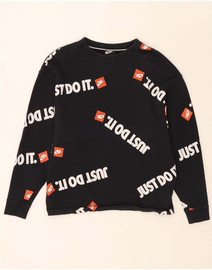 Nike Herren-Sweatshirt mit Kapuze und Grafik, Größe S, schwarze Baumwolle
