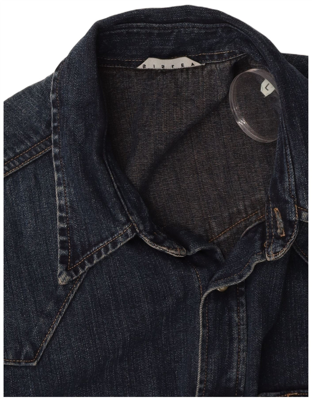 SISLEY Herren-Jeanshemd, Größe L, Marineblau