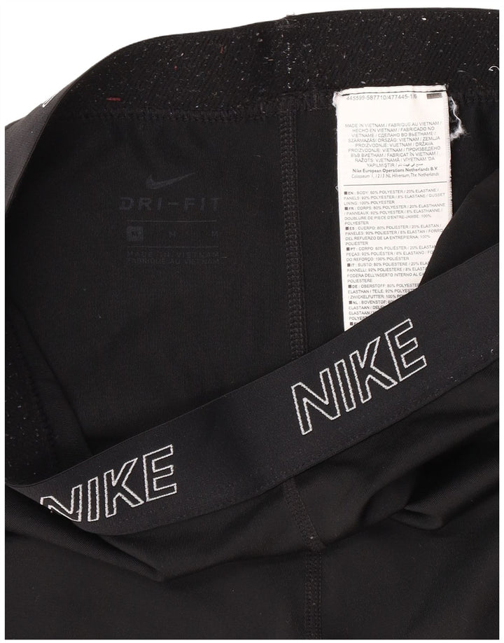 Nike Damen Dri Fit Graphic Leggings UK 12 Mittelschwarzes Polyester