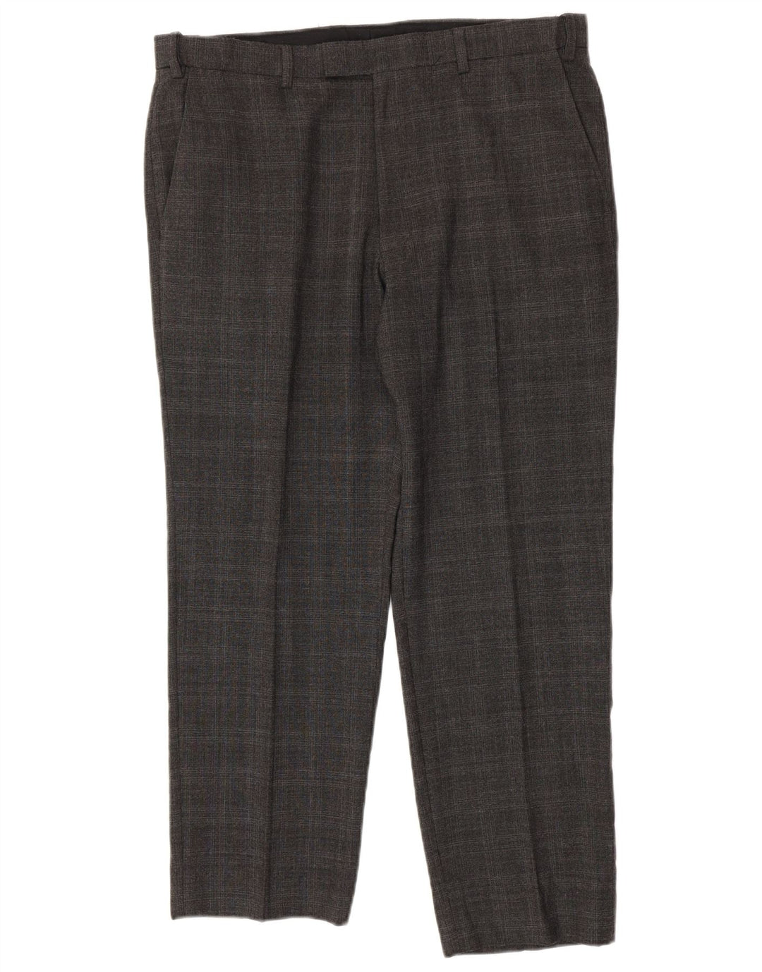 Marks & Spencer Herren-Freizeithose mit maßgeschneiderter Passform, W36 L28, grau karierte Wolle