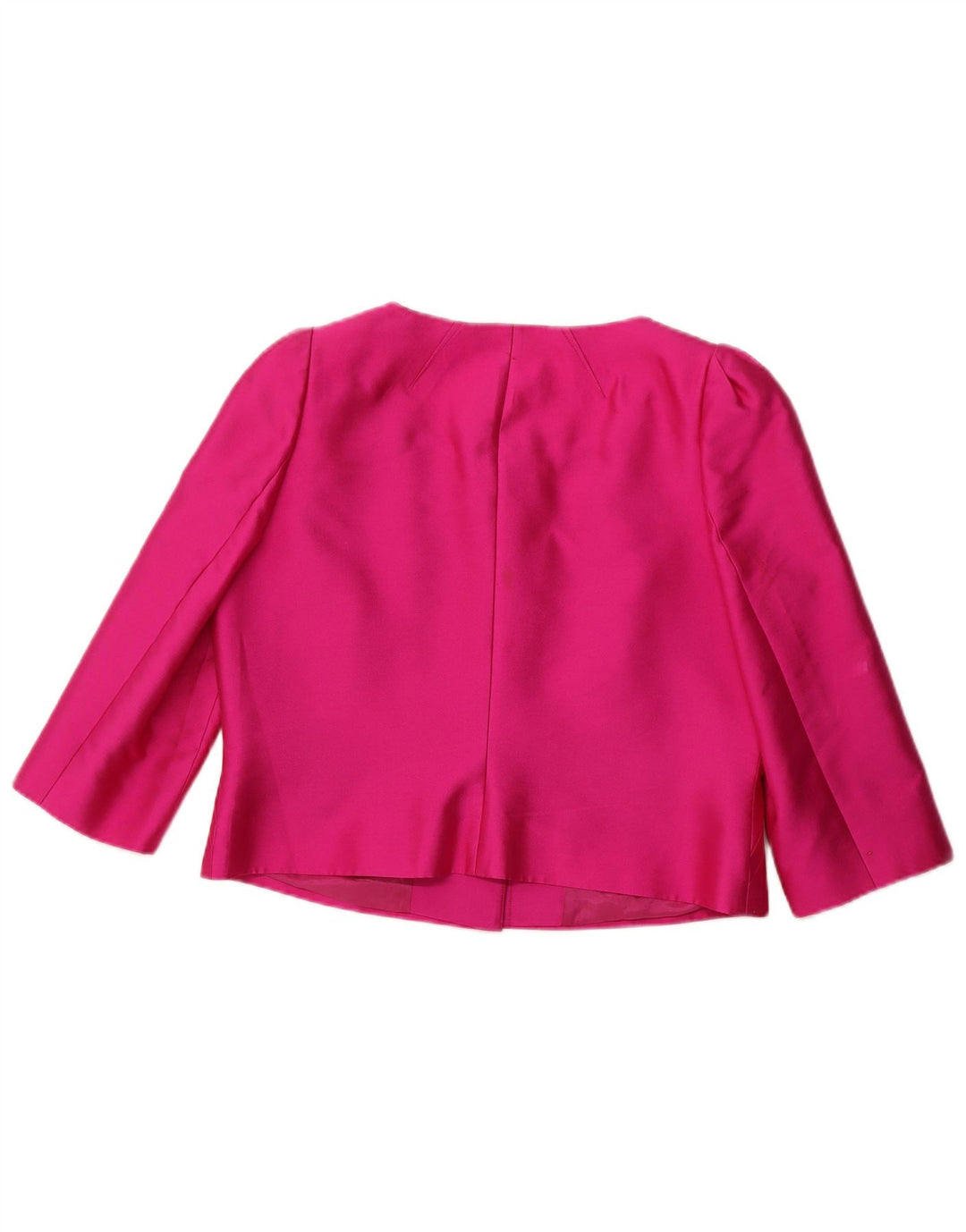 L.K. BENNETT Womens Crop 3/4 Sleeve Blazer Jacke UK 16 Large Pink Silk