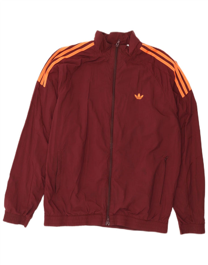 Adidas Herren-Trainingsanzug-Oberteil aus Nylon in mittlerem Burgunderrot