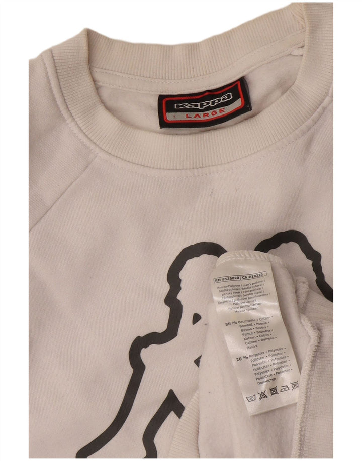 Kappa Herren Grafik-Sweatshirt-Pullover, groß, weiße Baumwolle