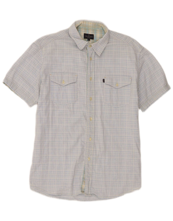 Trussardi Kurzarmhemd für Jungen, 15–16 Jahre, 2XL, blau kariert, Baumwolle