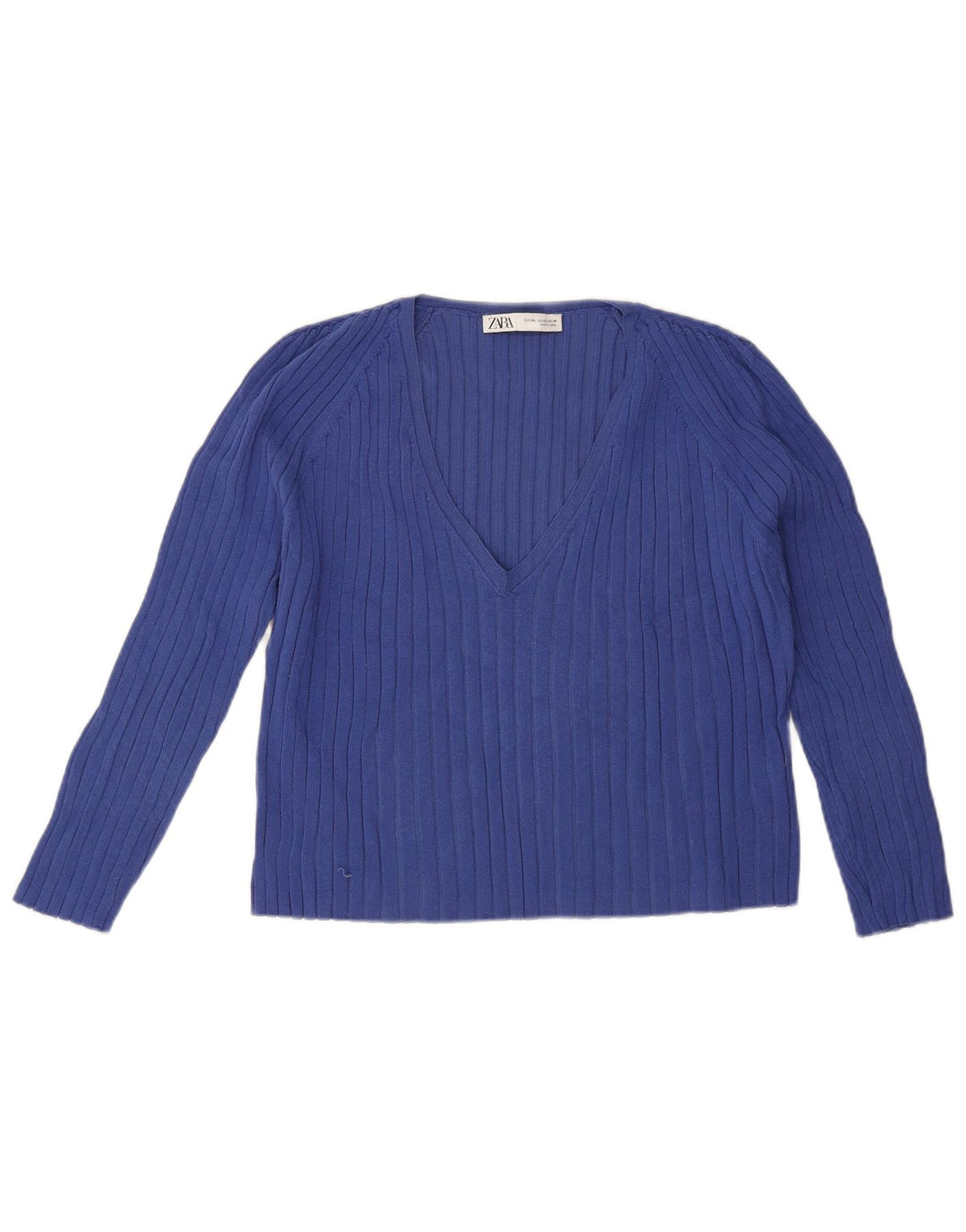 Zara Damen Top 3/4 Ärmel UK 20 2XL Blaue Viskose