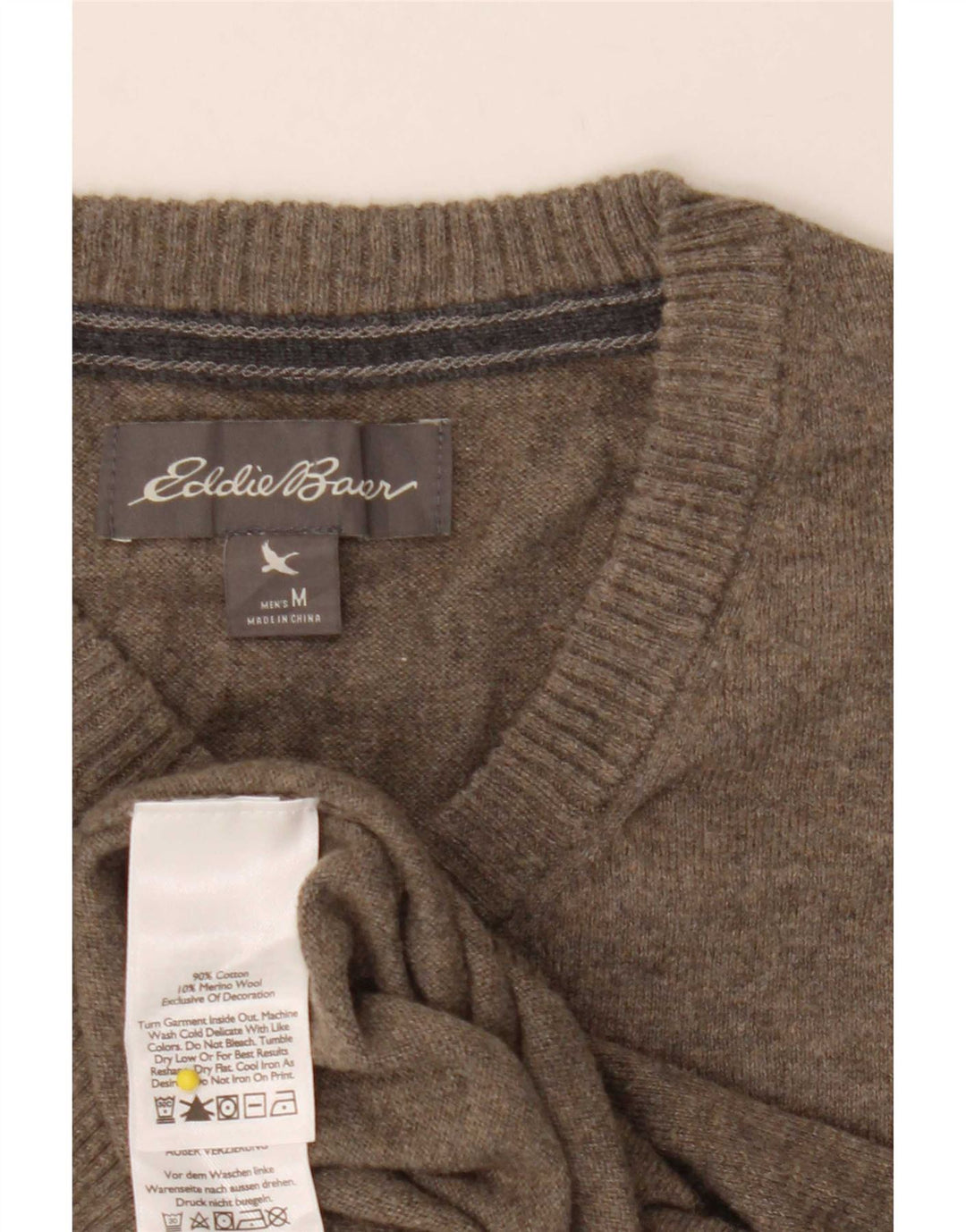 Eddie Bauer Herren-Pullover mit V-Ausschnitt, mittlere Khaki-Baumwolle