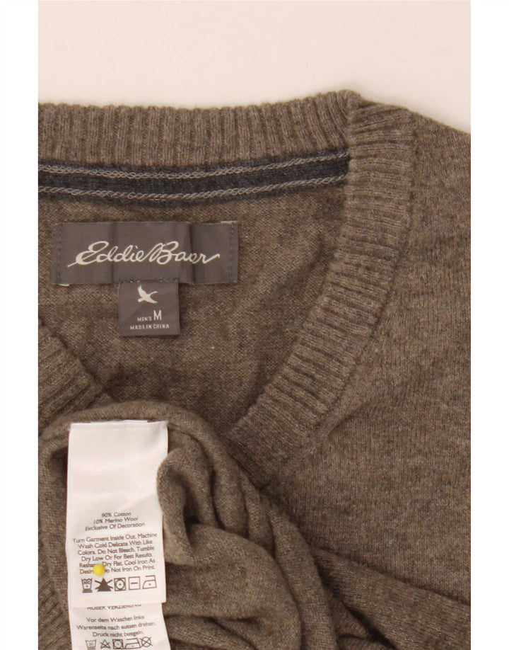 Eddie Bauer Herren-Pullover mit V-Ausschnitt, mittlere Khaki-Baumwolle