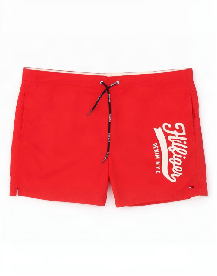 Tommy Hilfiger Herren-Badeshorts mit Grafik, groß, rotes Polyester