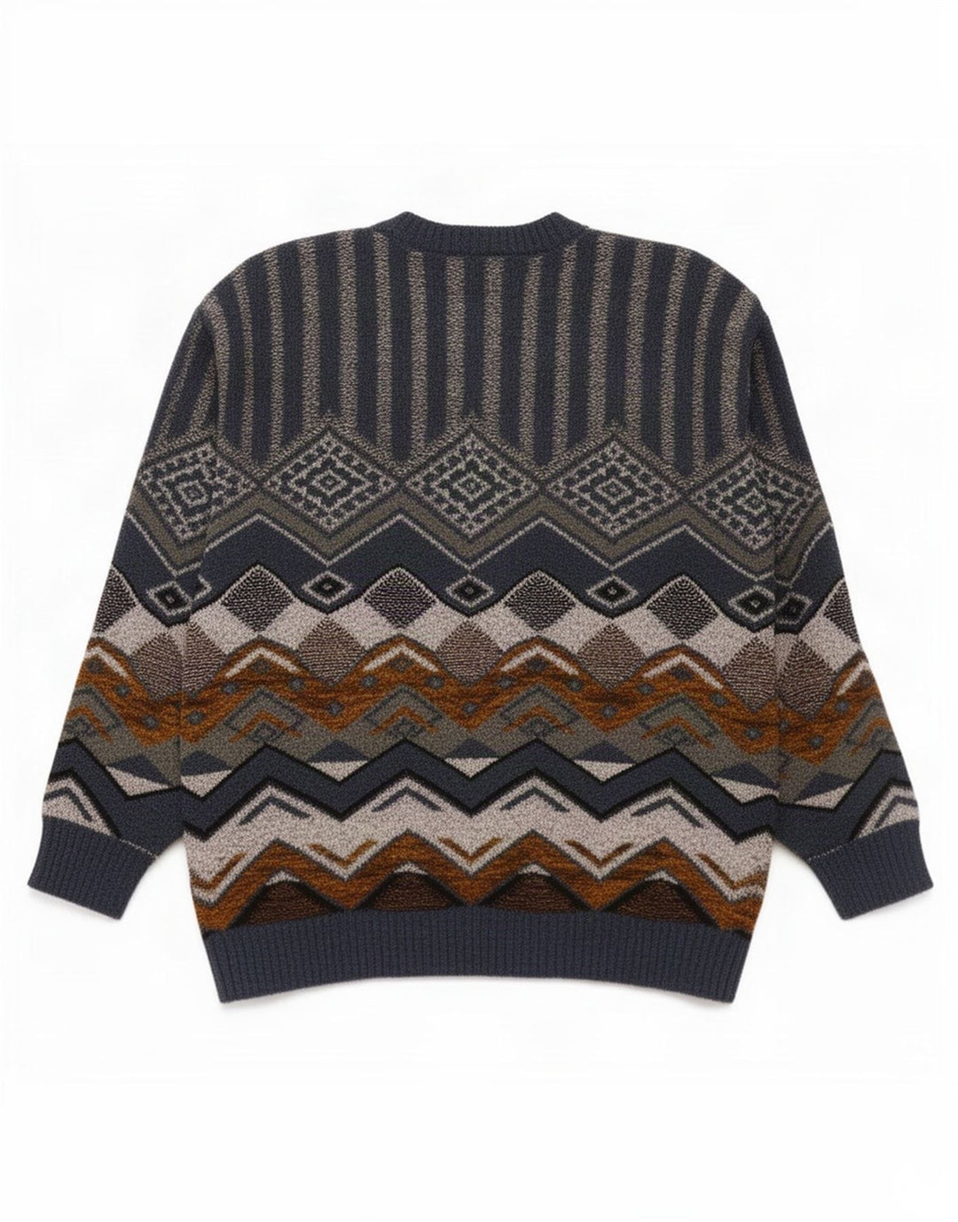 Vintage Herren Pullover mit Rundhalsausschnitt, mittelblau, geometrisch
