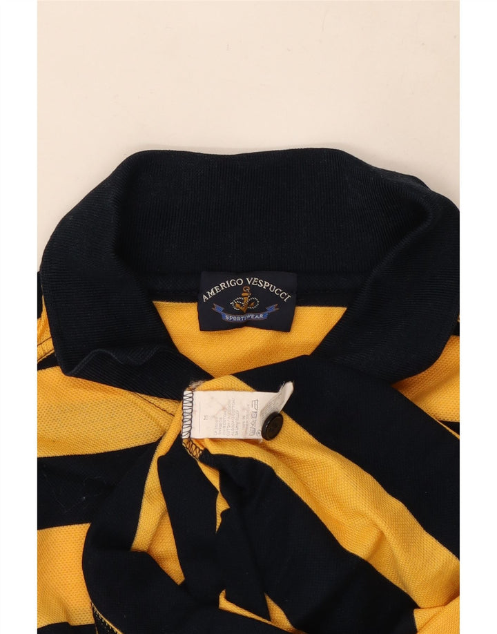 Amerigo Vespucci Herren-Poloshirt aus mittelgelber, gestreifter Baumwolle
