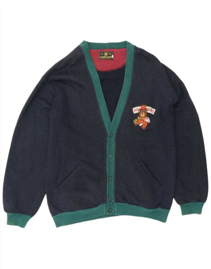South Coast Herren-Cardigan-Pullover IT 48 Medium Navy Blue Colourblock