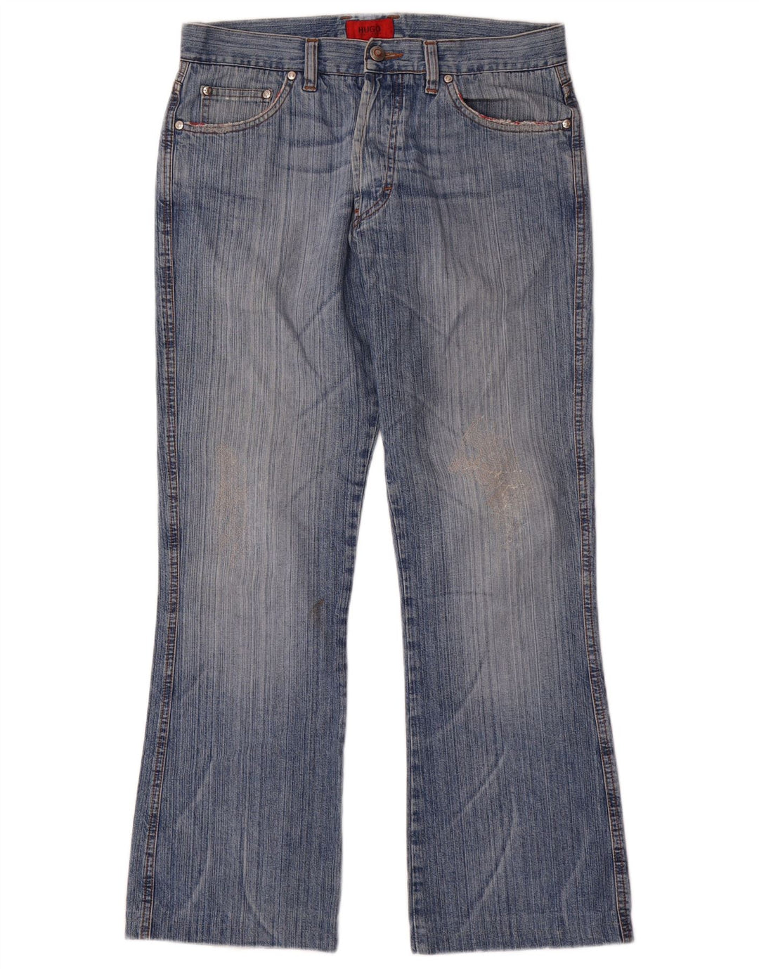 HUGO BOSS Herren Bootcut Jeans W34 L30 Blaue Baumwolle