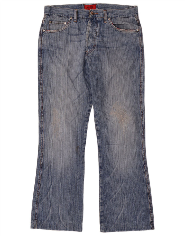 HUGO BOSS Herren Bootcut Jeans W34 L30 Blaue Baumwolle