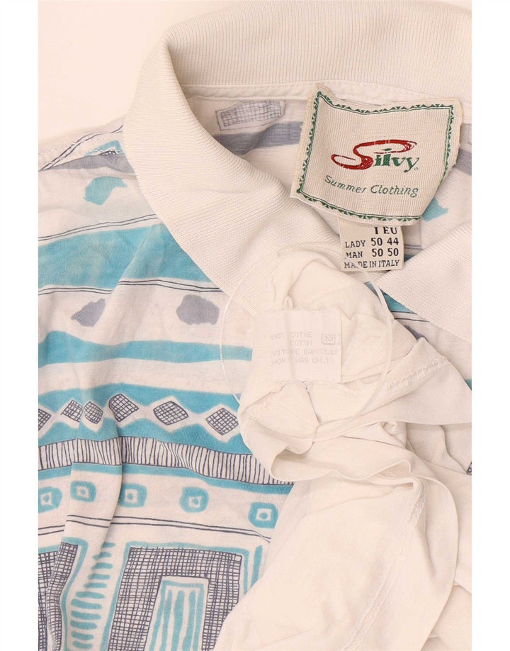 Silvy Herren-Poloshirt IT 50 aus mittelweißer, geometrischer Baumwolle